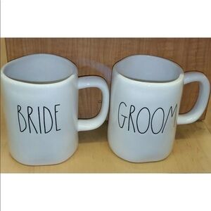 NWOT Rae Dunn BRIDE GROOM SET Coffee Tea Mug Set